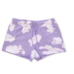 JEFFREE STAR Women's Cotton Light Purple Cloud Print‎ Sweatshorts